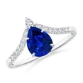 thumbnail image 1 of ANGARA Lab Grown 1.15 Ct Pear Blue Sapphire & Diamond Engagement Ring for Women in 14K White Gold (Size-8x6mm) | Anniversary, Jewelry Gift for Women | Lab-Grown Blue Sapphire Ring, 1 of 8
