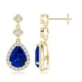 thumbnail image 1 of ANGARA Lab Grown 3.5 Ct Pear Blue Sapphire Drop Earrings with Lab Diamond for Women in 14K Yellow Gold (Size-9x7mm) | Anniversary, Jewelry Gift for Women | Lab-Grown Blue Sapphire Earrings, 1 of 5