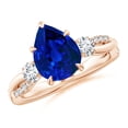 thumbnail image 1 of ANGARA Lab Grown 3 Ct Pear Blue Sapphire & Diamond Engagement Ring for Women in 14K Rose Gold (Size-10x8mm) | September Birthstone, Anniversary, Jewelry Gift for Women | Lab-Grown Blue Sapphire Ring, 1 of 8