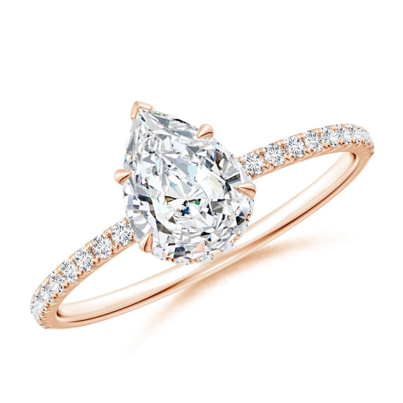 ANGARA Lab Grown Diamond Hidden Halo Engagement Ring for Women in 14K Rose Gold (Size-7.7x5.7mm| Color-F-G| Clarity-VS) | April Birthstone, Anniversary Jewelry Gift for Women | Lab-Grown Diamond Ring