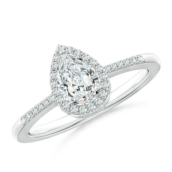 ANGARA Lab Grown Pear Diamond Ring with Halo for Women in 14K White Gold (Size-7x5mm| Color-F-G| Clarity-VS) | April Birthstone, Birthday, Anniversary, Jewelry Gift for Women | Lab-Grown Diamond Ring