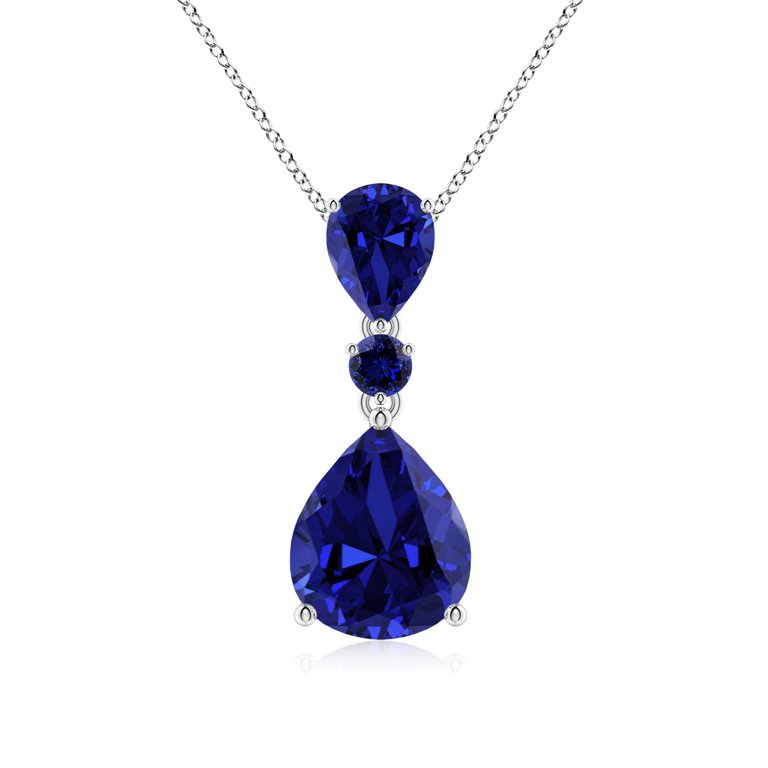 ANGARA Lab Grown Ct Pear Blue Sapphire Pendant for Women in