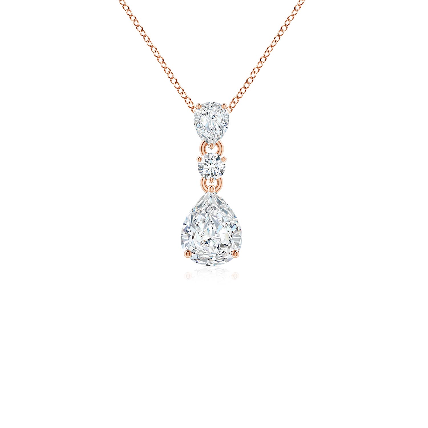 Peace Jewelers 14K Gold 3.00ctw Asscher, Pear & Round Lab Grown Diamond Pendant