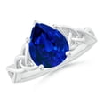 thumbnail image 1 of ANGARA Lab Grown 3 Ct Blue Sapphire Celtic Knot Engagement Ring for Women in 14K White Gold (Size-10x8mm) | September Birthstone, Anniversary, Jewelry Gift for Women | Lab-Grown Blue Sapphire Ring, 1 of 8