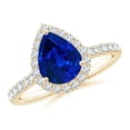 thumbnail image 1 of ANGARA Lab Grown 1.75 Ct Blue Sapphire Halo Engagement Ring for Women in 14K Yellow Gold (Size-9x7mm) | September Birthstone, Anniversary, Jewelry Gift for Women | Lab-Grown Blue Sapphire Ring, 1 of 11