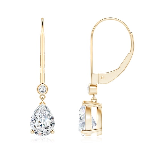 ANGARA IGI Certified Lab Grown 1.42 Ct Diamond Drop Earrings with Lab Diamond for Women in 14K Yellow Gold (Size-7x5mm| Color-F-G| Clarity-VS) | Anniversary, Jewelry Gift for Women | Diamond Earrings