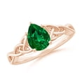 thumbnail image 1 of ANGARA Lab Grown Pear-Shaped Emerald Celtic Knot Engagement Ring for Women in 14K Rose Gold (Size-8x6mm) | May Birthstone, Birthday, Anniversary, Jewelry Gift for Women | Lab-Grown Emerald Ring, 1 of 9