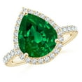 thumbnail image 1 of ANGARA Lab Grown 4.14 Ct Pear-Shaped Emerald Halo Engagement Ring for Women in 14K Yellow Gold (Size-12x10mm) | May Birthstone, Birthday, Anniversary, Jewelry Gift for Women | Lab-Grown Emerald Ring, 1 of 8
