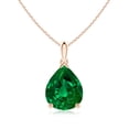 thumbnail image 1 of ANGARA Lab Grown 4.14 Ct Pear-Shaped Emerald Solitaire Pendant for Women in 14K Rose Gold (Size-12x10mm) | May Birthstone, Birthday, Anniversary, Jewelry Gift for Women | Lab-Grown Emerald Necklace, 1 of 7