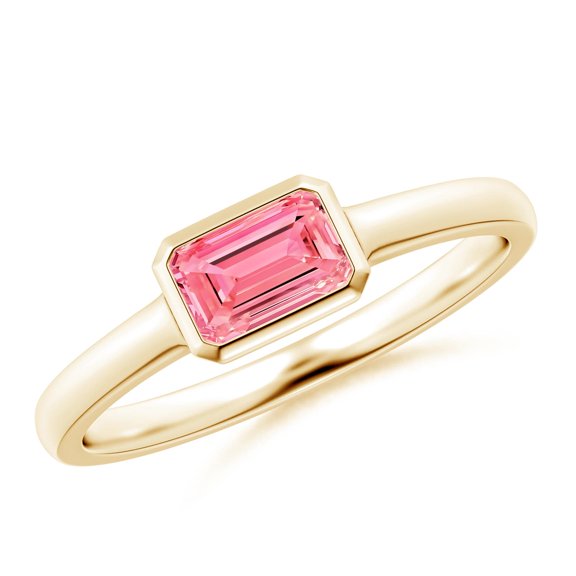 ANGARA Lab Grown Pink Diamond Ring for Women in 14K Yellow Gold (Size-6x4mm| Color-Fancy Intense| Clarity-VS) | April Birthstone, Anniversary, Jewelry Gift for Women | Lab-Grown Pink Diamond Ring