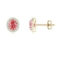 thumbnail image 1 of ANGARA Lab Grown Pink Diamond Studs with Halo for Women in 14K Yellow Gold (Size-5x3mm| Clarity-VS) | April Birthstone, Anniversary, Jewelry Gift for Women | Lab-Grown Pink Diamond Earrings, 1 of 5
