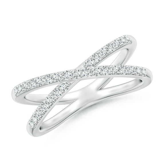 ANGARA Lab Grown Prong-Set Diamond Criss Cross Ring for Women in 14K White Gold (Size-1.35mm | 0.34 ct) | April Birthstone Jewelry for Her | Lab-Grown Diamond Engagement Rings