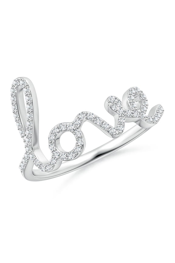 Lab Grown Prong Set Diamond Cursive "LOVE" Ring in 925 Sterling Silver for Women (Size-1mm| Color-F-G| Clarity-VS) | Anniversary, Jewelry Gift for Women | Lab Grown Diamond Ring