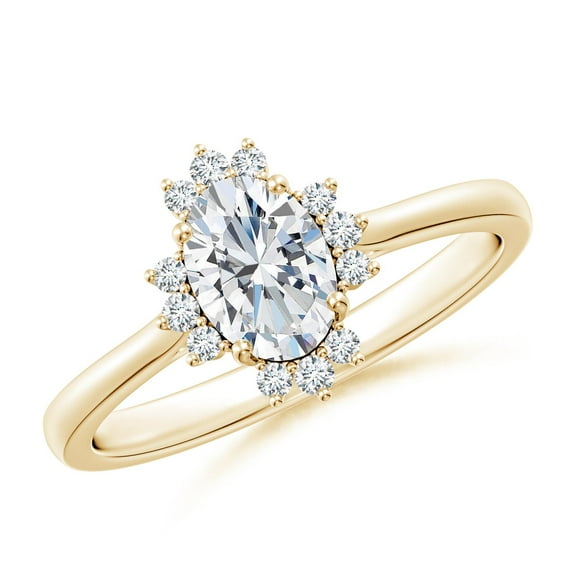 ANGARA Lab Grown Diamond Halo Engagement Ring for Women in 14K Yellow Gold (Size-7x5mm| Color-F-G| Clarity-VS) | April Birthstone, Anniversary, Jewelry Gift for Women | Lab-Grown Diamond Ring