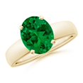 thumbnail image 1 of ANGARA Lab Grown 2.25 Ct Prong-Set Oval Emerald Solitaire Engagement Ring in 14K Yellow Gold for Women (Size-10x8mm) | May Birthstone, Anniversary, Jewelry Gift for Women | Lab Grown Emerald Ring, 1 of 8