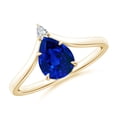 thumbnail image 1 of ANGARA Lab Grown 1.15 Ct Pear Blue Sapphire Chevron Engagement Ring for Women in 14K Yellow Gold (Size-8x6mm) | September Birthstone, Anniversary Jewelry Gift for Women | Lab-Grown Blue Sapphire Ring, 1 of 8