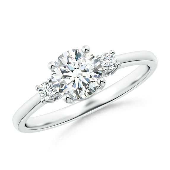 ANGARA Lab Grown Prong-Set Round 3 Stone Diamond Ring for Women in 14K White Gold (Size-6.2mm| Color-F-G| Clarity-VS) | April Birthstone, Anniversary, Jewelry Gift for Women | Lab-Grown Diamond Ring