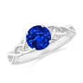 thumbnail image 1 of ANGARA Lab Grown 1.2 Ct Blue Sapphire Celtic Knot Engagement Ring for Women in 14K White Gold (Size-6.5mm) | September Birthstone, Anniversary, Jewelry Gift for Women | Lab-Grown Blue Sapphire Ring, 1 of 8