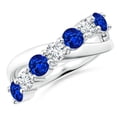thumbnail image 1 of ANGARA Lab Grown 1.32 Ct Blue Sapphire and Diamond Crossover Ring for Women in 14K White Gold (Size-4mm) | September Birthstone, Anniversary, Jewelry Gift for Women | Lab-Grown Blue Sapphire Ring, 1 of 8