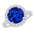thumbnail image 1 of ANGARA Lab Grown 4.5 Ct Blue Sapphire Halo Ring with Diamonds in 925 Sterling Silver for Women (Size-10mm) | September Birthstone, Anniversary, Jewelry Gift for Women | Lab Grown Blue Sapphire Ring, 1 of 7