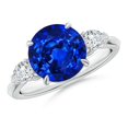 thumbnail image 1 of ANGARA Lab Grown 3.75 Ct Blue Sapphire & Diamond Engagement Ring for Women in 14K White Gold (Size-9mm) | September Birthstone, Anniversary, Jewelry Gift for Women | Lab-Grown Blue Sapphire Ring, 1 of 8