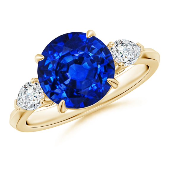 ANGARA Lab Grown 3.75 Ct Blue Sapphire & Diamond Engagement Ring for Women in 14K Yellow Gold (Size-9mm) | September Birthstone, Anniversary, Jewelry Gift for Women | Lab-Grown Blue Sapphire Ring