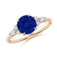 thumbnail image 1 of ANGARA Lab Grown 1.6 Ct Blue Sapphire Engagement Ring with Diamonds for Women in 14K Rose Gold (Size-7mm) | September Birthstone, Anniversary, Jewelry Gift for Women | Lab-Grown Blue Sapphire Ring, 1 of 8