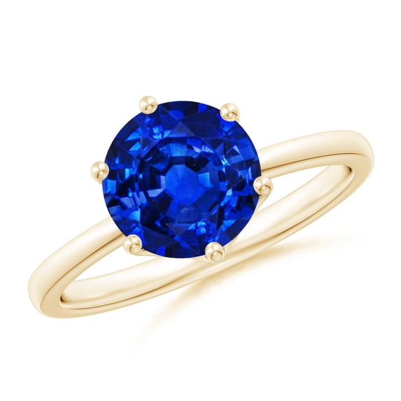 ANGARA Lab Grown 2.2 Ct Blue Sapphire Solitaire Engagement Ring for Women in 14K Yellow Gold (Size-8mm) | September Birthstone, Anniversary, Jewelry Gift for Women | Lab-Grown Blue Sapphire Ring