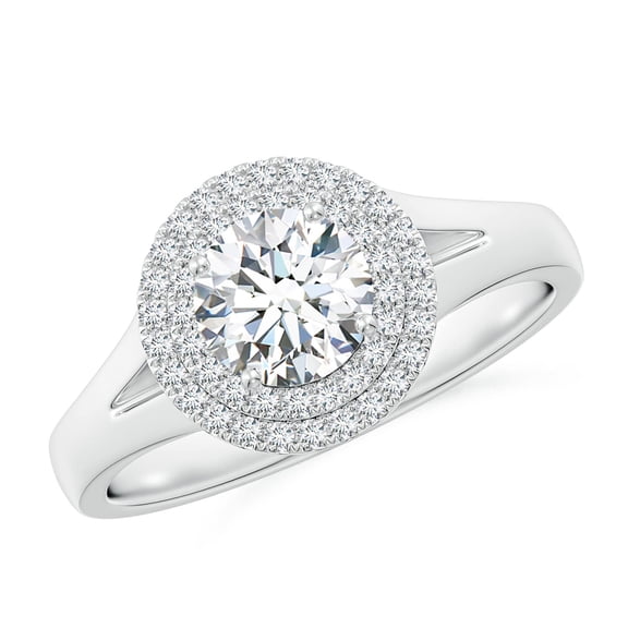 ANGARA Lab Grown Diamond Double Halo Engagement Ring in 14K White Gold for Women (Size-5.9mm| Color-F-G| Clarity-VS) | April Birthstone, Anniversary, Jewelry Gift for Women | Lab Grown Diamond Ring