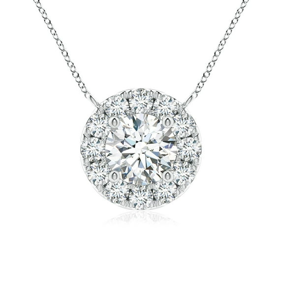 ANGARA Lab Grown Diamond Necklace with Halo for Women in 14K White Gold (Size-4.5mm| Color-F-G| Clarity-VS) | April Birthstone, Anniversary, Jewelry Gift for Women | Lab-Grown Diamond Necklace
