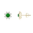 thumbnail image 1 of ANGARA Lab Grown Round Emerald and Diamond Flower Stud Earrings for Women in 14K Yellow Gold (Size-4mm) | May Birthstone, Birthday, Anniversary, Jewelry Gift for Women | Lab-Grown Emerald Earrings, 1 of 5