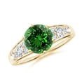 thumbnail image 1 of ANGARA Lab Grown 1.75 Ct Round Emerald Engagement Ring with Lab Diamonds for Women in 14K Yellow Gold (Size-8mm) | May Birthstone, Anniversary, Jewelry Gift for Women | Lab-Grown Emerald Ring, 1 of 8
