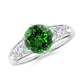thumbnail image 1 of ANGARA Lab Grown 1.75 Ct Round Emerald Engagement Ring with Lab Diamonds for Women in 925 Sterling Silver (Size-8mm) | May Birthstone, Anniversary, Jewelry Gift for Women | Lab-Grown Emerald Ring, 1 of 8