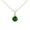 thumbnail image 1 of ANGARA Lab Grown Round Emerald Solitaire V-Bale Pendant with Lab Diamond for Women in 14K Yellow Gold (Size-6mm) | May Birthstone, Anniversary, Jewelry Gift for Women | Lab-Grown Emerald Necklace, 1 of 8