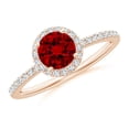 thumbnail image 1 of ANGARA Lab Grown 1 Ct Round Ruby Classic Halo Engagement Ring for Women in 14K Rose Gold (Size-6mm) | July Birthstone, Birthday, Anniversary, Jewelry Gift for Women | Lab-Grown Ruby Ring, 1 of 7