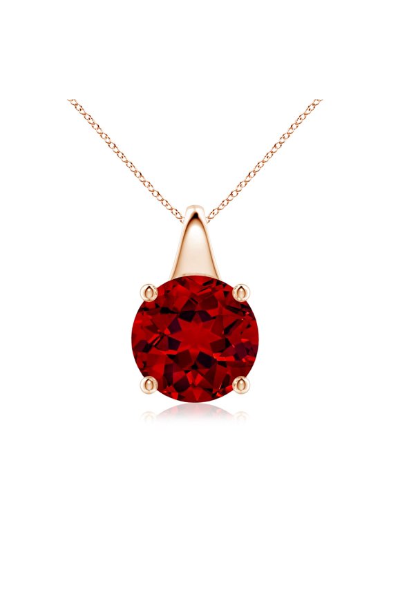Lab Grown 3.57 Ct Round Ruby Solitaire Pendant for Women in 14K Rose Gold (Size-9mm) | July Birthstone, Birthday, Anniversary, Jewelry Gift for Women | Lab-Grown Ruby Necklace