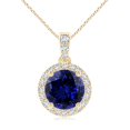 thumbnail image 1 of ANGARA Lab Grown 2.2 Ct Sapphire Dangle Pendant with Lab Diamond for Women in 14K Yellow Gold (Size-8mm) | September Birthstone, Anniversary, Jewelry Gift for Women | Lab-Grown Blue Sapphire Necklace, 1 of 8