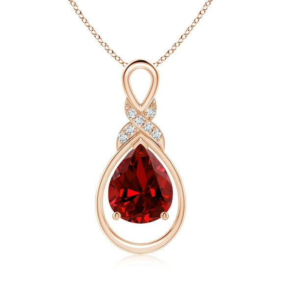 ANGARA Lab Grown 2.7 Ct Ruby Infinity Pendant with Lab Diamond 'X' Motif for Women in 14K Rose Gold (Size-10x8mm) | July Birthstone, Anniversary, Jewelry Gift for Women | Lab-Grown Ruby Necklace