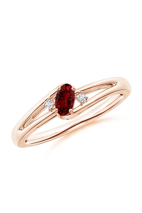Lab Grown Ruby and Lab Diamond Split Shank Ring for Women in 14K Rose Gold (Size-5x3mm) | July Birthstone, Birthday, Anniversary, Jewelry Gift for Women | Lab-Grown Ruby Ring