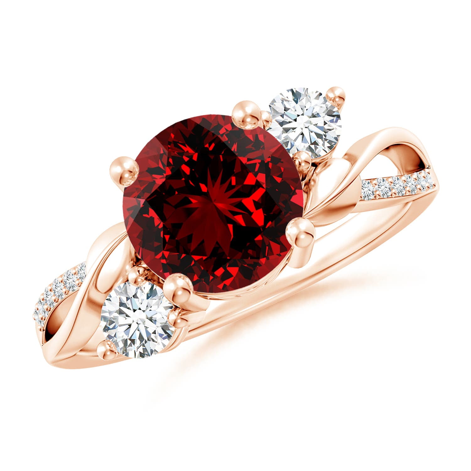 ANGARA Lab Grown 2.1 Ct Ruby and Lab Diamond Twisted Vine Ring for ...