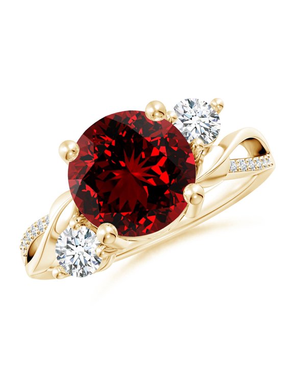 Lab Grown 3.57 Ct Ruby and Lab Diamond Twisted Vine Ring for Women in 14K Yellow Gold (Size-9mm) | July Birthstone, Birthday, Anniversary, Jewelry Gift for Women | Lab-Grown Ruby Ring