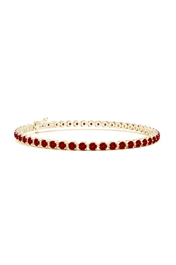 Lab Grown 4.5 Ct Round Ruby Link Tennis Bracelet for Women in 14K Yellow Gold (Size-2.5mm) | July Birthstone, Birthday, Anniversary, Jewelry Gift for Women | Lab-Grown Ruby Bracelet