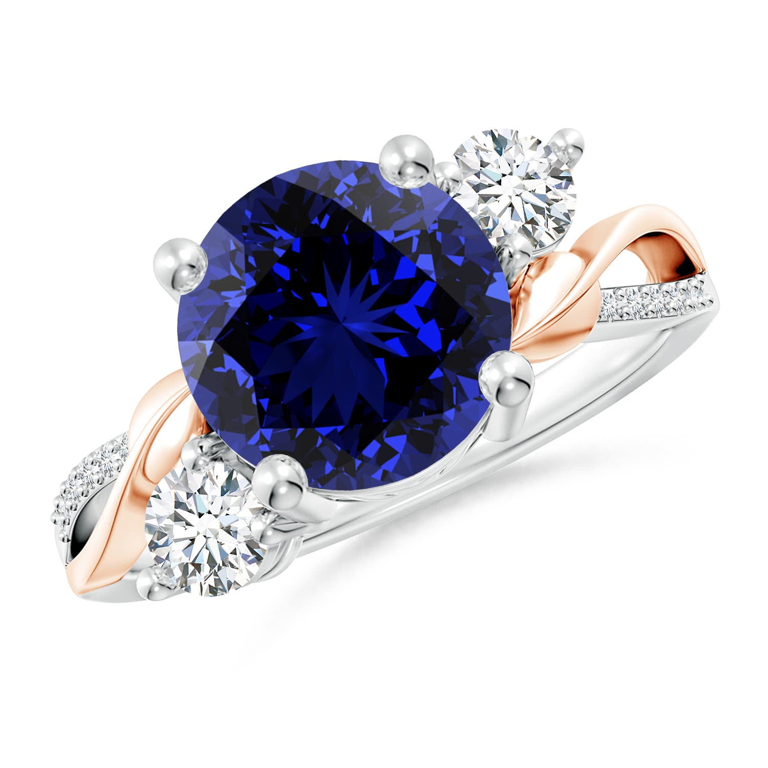 ANGARA Lab-Grown Sapphire and Lab Diamond Twisted Vine Ring in 14K ...