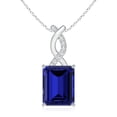 thumbnail image 1 of ANGARA Lab Grown 3.4 Ct Sapphire Pendant with Lab Diamond Entwined Bale for Women in 14K White Gold (Size-10x8mm) | Anniversary, Jewelry Gift for Women | Lab-Grown Blue Sapphire Necklace, 1 of 8