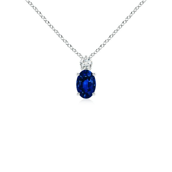 ANGARA Lab Grown Sapphire Pendant with Lab Diamond for Women in 925 Sterling Silver (Size-6x4mm) | September Birthstone, Anniversary, Jewelry Gift for Women | Lab-Grown Blue Sapphire Necklace