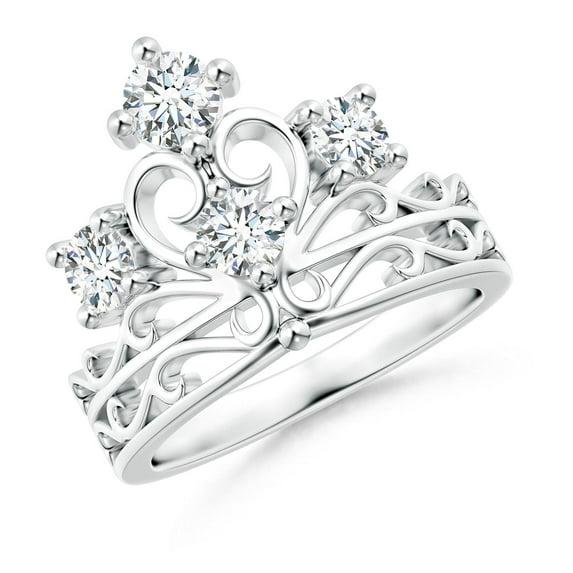 ANGARA Lab Grown Scattered Diamond Princess Tiara Ring for Women in 14K White Gold (Size-4.3mm| Color-F-G| Clarity-VS) | April Birthstone, Anniversary, Jewelry Gift for Women | Lab-Grown Diamond Ring