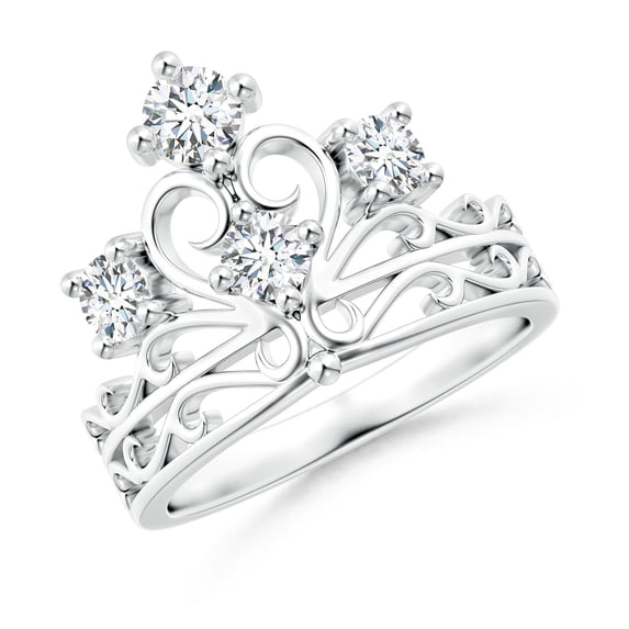 ANGARA Lab Grown Scattered Diamond Princess Tiara Ring for Women in 925 Sterling Silver (Size-4mm| Color-F-G| Clarity-VS) | Anniversary, Jewelry Gift for Women | Lab-Grown Diamond Ring