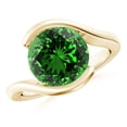 thumbnail image 1 of ANGARA Semi Solitaire Lab Grown 3.39 Ct Emerald Bypass Engagement Ring in 14K Yellow Gold for Women (Size-10mm) | May Birthstone, Anniversary, Jewelry Gift for Women | Lab Grown Emerald Ring, 1 of 8