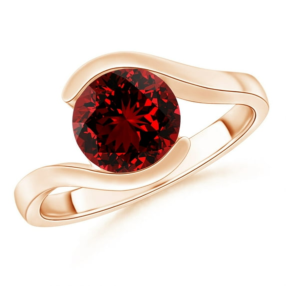 ANGARA Lab Grown 2.1 Ct Semi Bezel-Set Solitaire Round Ruby Bypass Ring for Women in 14K Rose Gold (Size-8mm) | July Birthstone, Birthday, Anniversary, Jewelry Gift for Women | Lab-Grown Ruby Ring
