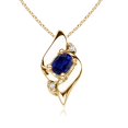 thumbnail image 1 of ANGARA Lab Grown Shell Style Sapphire and Lab Diamond Pendant for Women in 14K Yellow Gold (Size-4x3mm) | September Birthstone, Anniversary, Jewelry Gift for Women | Lab-Grown Blue Sapphire Necklace, 1 of 8